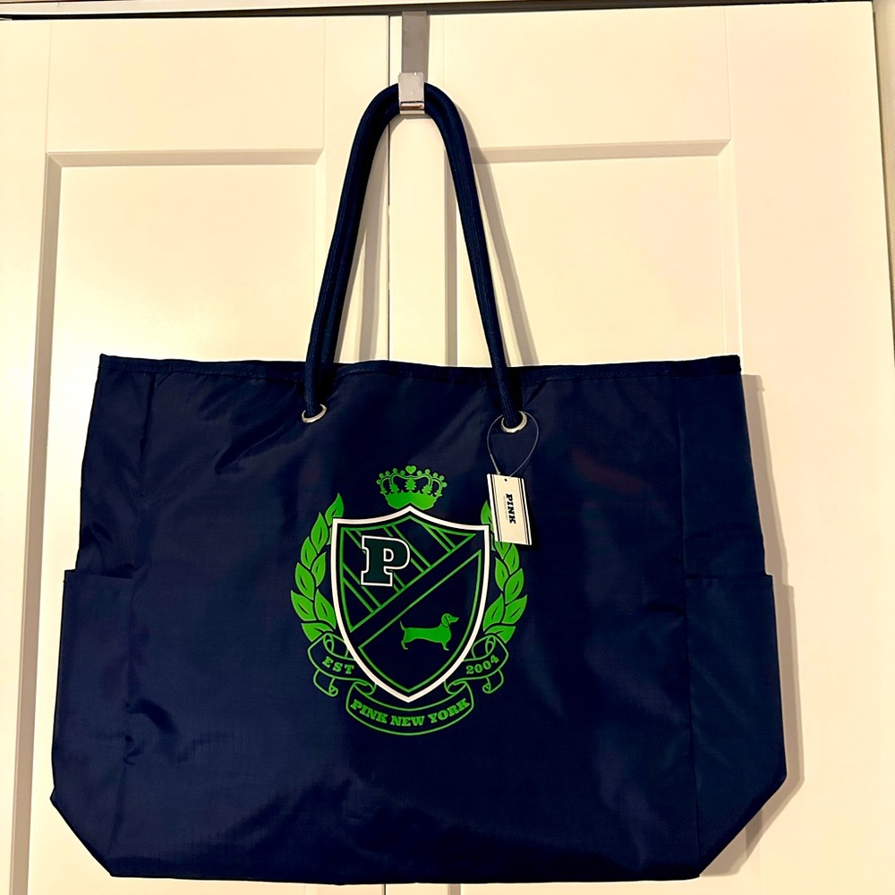 NWT Victoria’s Secret Reversible Stripe Nylon Tote Bag